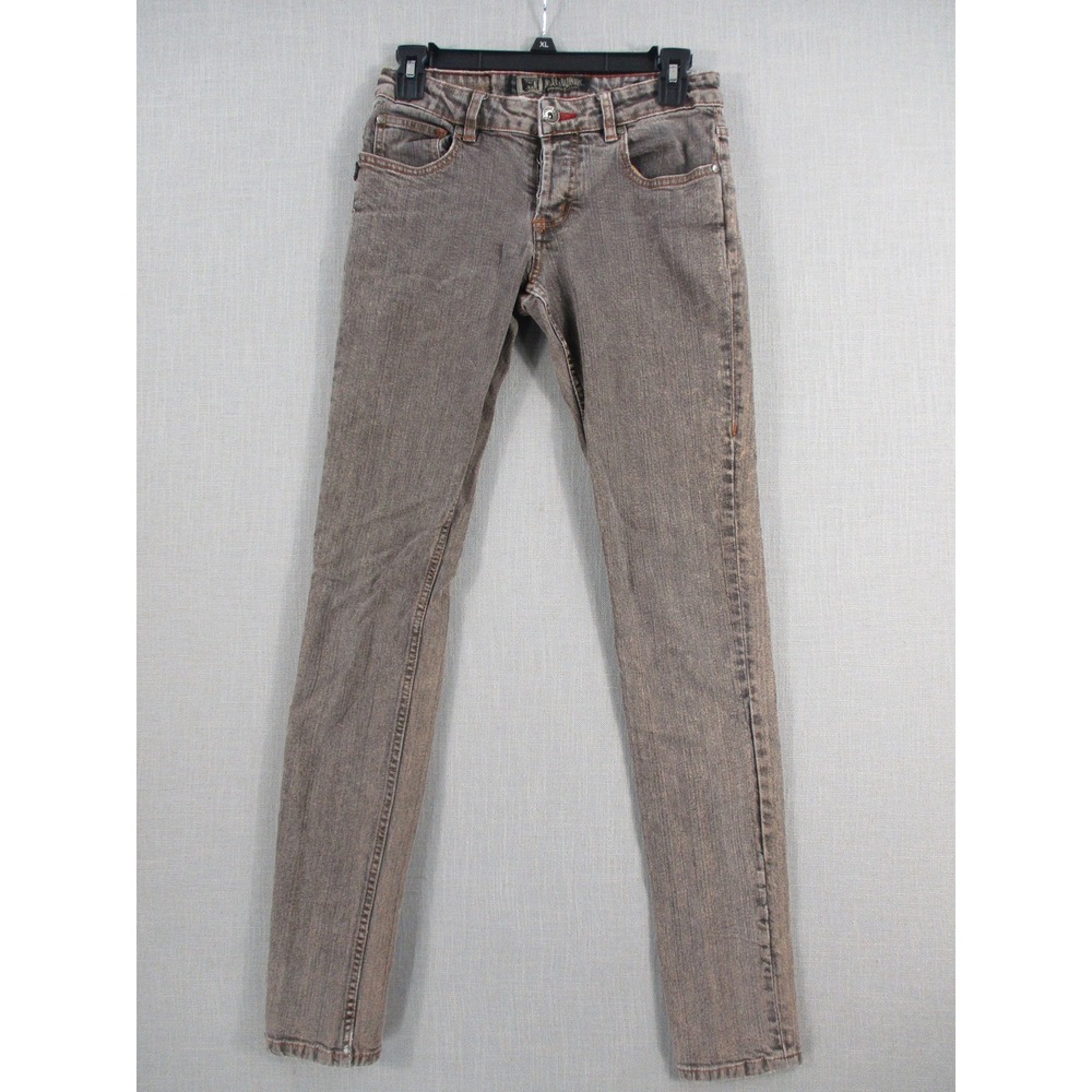 Social Collision Rude Fit Brown Acid Wash Skinny Jeans Womens 28x32 Low Rise